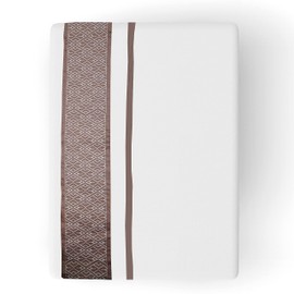 Cotton Duvet Cover Queen Size 1000 Thread Count 100% Egyptian Long Staple Quilt Full Size With Zipper 3 Piece All Season Set for Comforter For Chirstmas (Taupe Embroidered on Ivory Duvet)