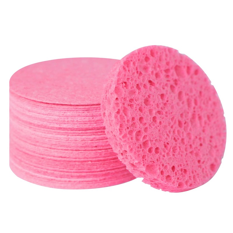 Spunspon 50-Count Facial Sponges Compressed Natural Cellulose Sponge Round Shape