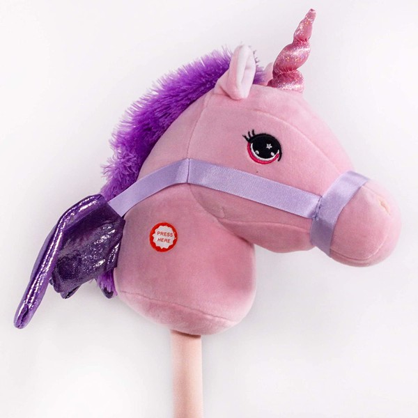 PonyLand Pink Unicorn Stick Horse with Sound Toy