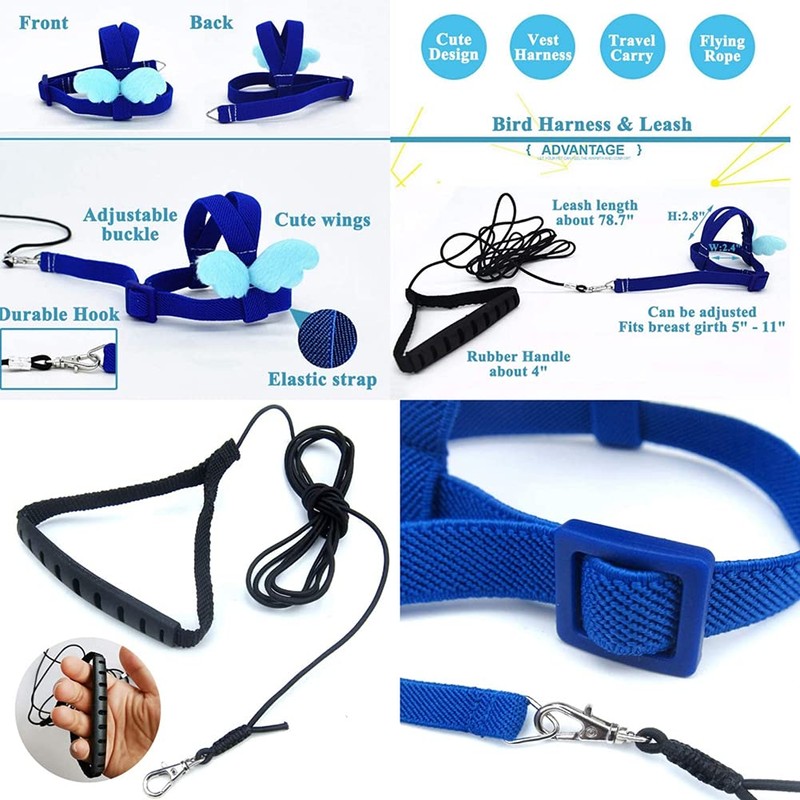 FORZENA Birds Adjustable Harness and Leash, Parrot Outdoor Flying Training