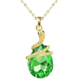 Navachi 18k Gold Plated Crystal Pear-shaped Light Green Zirconia Snake Az6112 Pendant Necklace 16"+2"