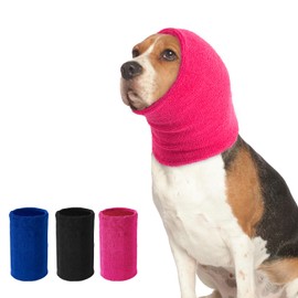 Dog Calming Hoodie Cat Anxiety Relief Cover,Double Layer Thickened Pet Ears Protector Soft Elastic Neck Band Noise Cancelling Ear Muffs for Grooming,Force Drying,Bath,Fireworks (Pink, Medium)