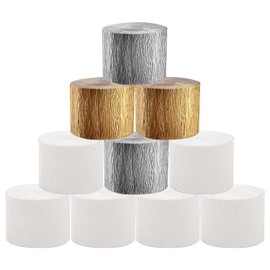 Crepe Paper White Crepe Ribbons 4.5 cm x 25 m Crepe Paper Crepe Paper for Wedding Birthday Party Celebration Decoration Paper Folds Crafts Paper Art Background Streamers Paper Maypole Ribbons
