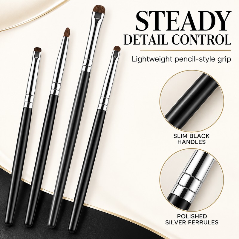 4-Piece Precision Eye Makeup Brush Set for Detailed Looks –