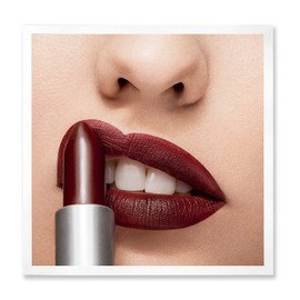 DesignQ Red Lipstick Getting Applyed On Lips Modern Framed Wall Art