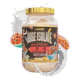 Huge Supplements Isolate Protein Powder - 30g Protein Per Serving, Fast Digesting, 14.5g Essential Amino Acids (30 Servings) (Fruity Cereal)