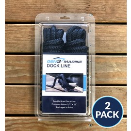 Gen3 Marine Double Braid Navy Boat Dock Line 1/2" x 15' - Pair