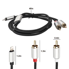 Miruchertter Lightnning to RCA Cable Premium 3.9Ft RCA Audio Cable Audio Aux Adapter Stereo Y Splitter Cable for Power Amplifier Car Home Theater Speaker and More