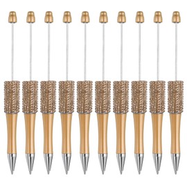 PATIKIL Diamantbeschreibbare Stifte, 10 Stück Kunststoff Schwarz Tinte Perlenstift Kreative DIY Kugelschreiber für Lehrer Büro DIY Handwerk Party Dekorationen Handgemachte Zubehör, Goldton