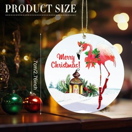 Quzzil 12 Pieces Christmas Flamingo Tree Ornament Pink Flamingo Christmas Ornaments Santa Hat Flamingo Tree Decoration Wooden Decorative Flamingo Hanging Ornament for Xmas Tree Party Holiday Decor