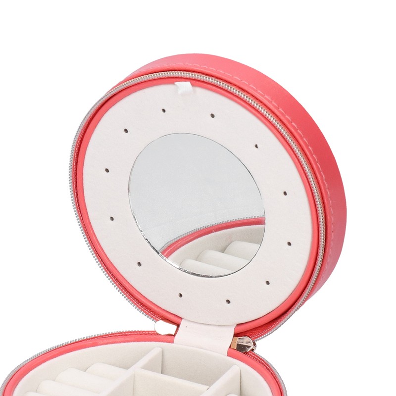 Round Portable Jewelry Box Organizer Display Storage Case for Rings