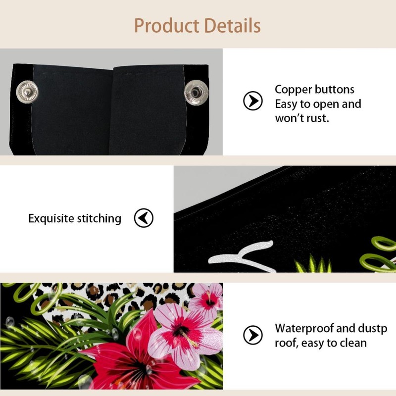 2 Pack Tissue Box Cover Holder, Leopard Print with Flowers