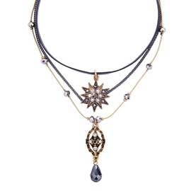 Yifnny Choker Necklace for Women, Star Layered Necklace, Multilayer Necklace, Vintage Choker with Drop Chain & Black Leather Choker, Gothic Layer Chain for Women, Jewellery, Leather