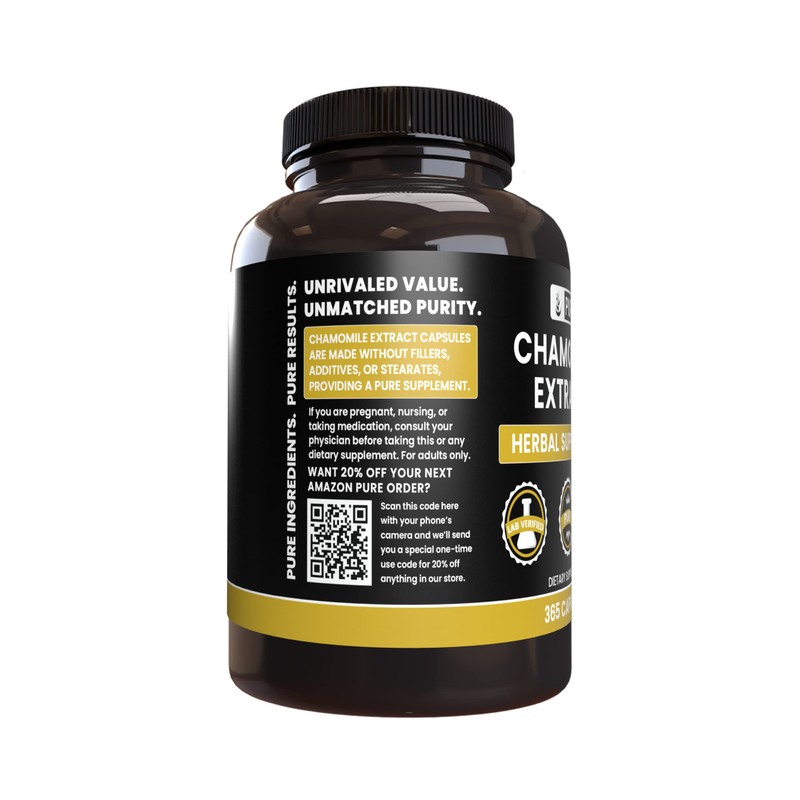 PURE ORIGINAL INGREDIENTS Chamomile Extract (365 Capsules) No Magnesium Or