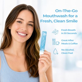 GENKENT Travel Mouthwash, Portable Disposable Packs to Go, Alcohol Free Fresh Mint Oral Rinse, Pack of 26