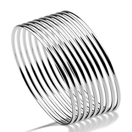 Dankadi Minimalist Women Bracelet 925 Sterling Silver 9 Ring Bangle Diameter 65 MM Original Design Bracelet DIY Jewelry Birthday Gift (65mm silver 9 loop)