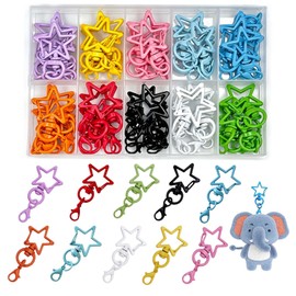 40 PCS Keychain Clips Accessories Swivel Keychain Clasp Colorful Lobster Claw Clasps Metal Key Chain Hooks for Bag Charm, DIY Key Chain, Jewelry Making, Art Crafts, 10 Color (Star Design)