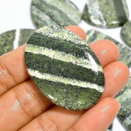 Natural Green Swiss Opal Loose Gemstone 5 Piece Cabochons Lot Jewelry Making Loose Gemstone, Stone Shape Oval & Pear, Stone Size 20-35 mm