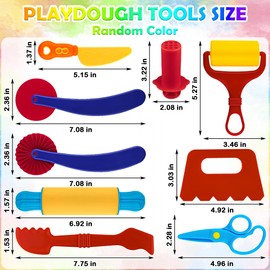 Oun Nana Playdough Tool Kit for Kids, 9 PCS Basic Playdough Starter Set, Playdough Accessories with Pizza Cutter, Safety Scissors, Rolling Pin, Roller, Dough Scraper, Dough Extruder, Plastic Knife
