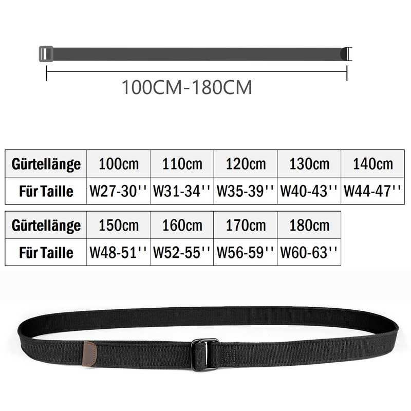 Drizzte Men's Belt Plus Size 100-190 cm Comfortable Fabric Belt