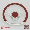 FLASHPOWER 14" D Type Billet Steering Wheel Red Half Wrap