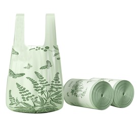 110pcs Small Trash Bags for Bathroom, Office, Kitchen,Bedroom Waste Bin 4 Gallon 1.1 Mil Thick Garbage Bags Separated Strong Rubbish Bags (Green, 110 Counts)