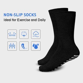 Artfasion Non Slip Socks Men: Women Grip Socks Anti Slip Socks for Seniors Hospital Yoga Pilates, Black-5pairs, 7-10