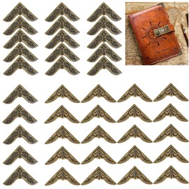 Plstod 40pcs Book Protector Photo Corners for Scrap Book Metal Corner Protectors Vintage Bronze Book Corner Protector Photo Albums Edge Protector for Scrapbook Accessories Folder Corner Decorative