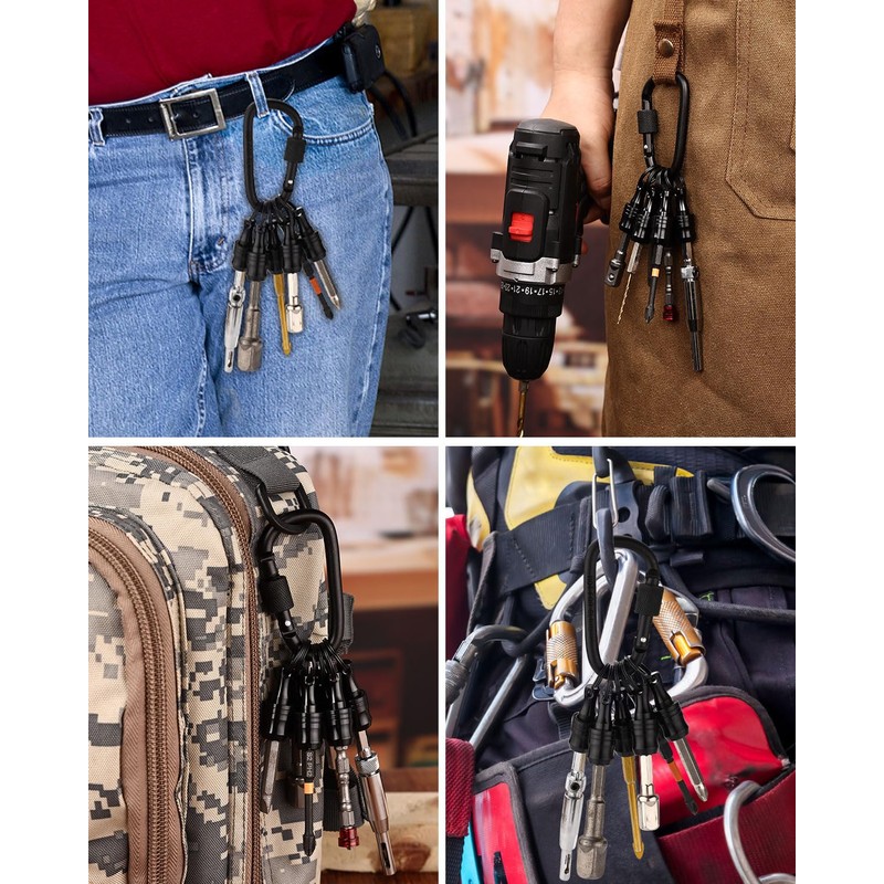 katerk 6pcs Bit Holder with Carabiner Socket for Mens Gift,