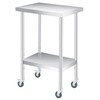 PeakPursuit Stainless Steel Table with Wheels-12x24x35Inch Metal Work Table with
