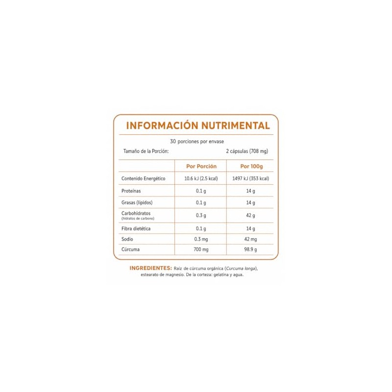Cúrcuma (Turmeric) 700 mg — 60 cápsulas