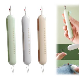 3 PCS 2 in 1 Needle Threader and Seam Ripper Tool,Manual Stitch Unpicker Tool,Portable Needle Threaders Hand Sewing,Stretchable Sewing Tool for Art, for Needle Work Patterns Clothes.