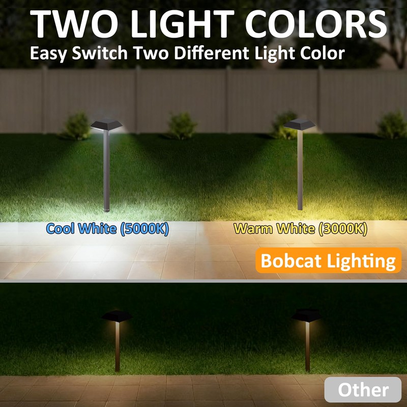 Bobcat Solar Landscape Pathway Lights Super Bright with 2-in-1 Warm