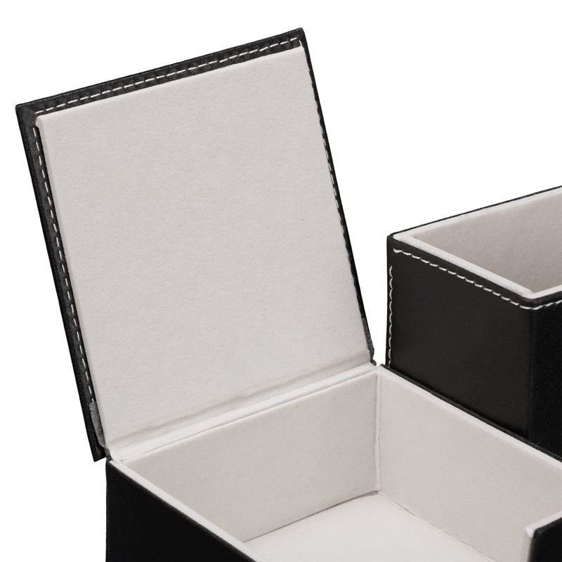 Relaxdays Desk Organiser for Notes and Pens, Tidy, Faux Leather,