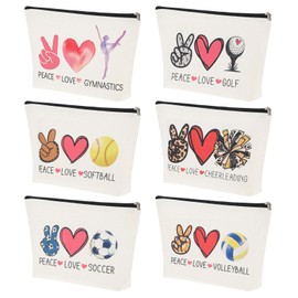 6 Pcs Gymnastic Makeup Bag Travel Toiletry Cosmetic Organizer Zipper Pouch Gymnastics Stuff Inspirational Gymnastics Lover Gifts Gymnastic Coach Birthday Gifts for Athletics Coach Friend Sister