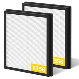 T356 Replacement Filter Compatible with Trucozie T356 Air Purifier, 3-IN-1 HEPA with High-Efficiency Activated Carbon Filter for Dust Pet Dander & Odors Smoke, 2 Pack
