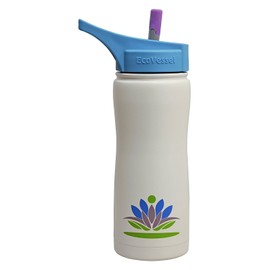 EcoVessel Summit Botella de Agua aislada (Acero Inoxidable con Tapa y Paja), Blanco, 481,94g
