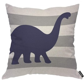 AOYEGO Brontosaurus Throw Pillow Cover Dinosaur Rawr Shadow Sauropod Gray Stripe Pillow Case 18x18 Inch Decorative Men Women Room Cushion Cover for Home Couch Bed