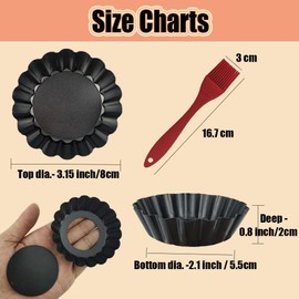 DATANYA 12Pack Mini Tart Pans Removable Botttom 3 Inch Egg Tart Molds, Round Nonstick Carbon Steel Fluted Quiche Tart Pan for Pies, Quiches, Tartlets, Tart Shells, Cupcakes, Dessert Baking