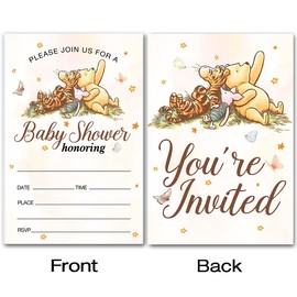 brayqu Winnie the Pooh Baby Shower Party Invitations Pooh Bear Baby Shower Party Invites (20 Cards with Envelopes)