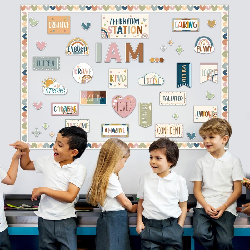 BOHO Affirmation Station Bulletin Board Set Motivational Posters for Classroom