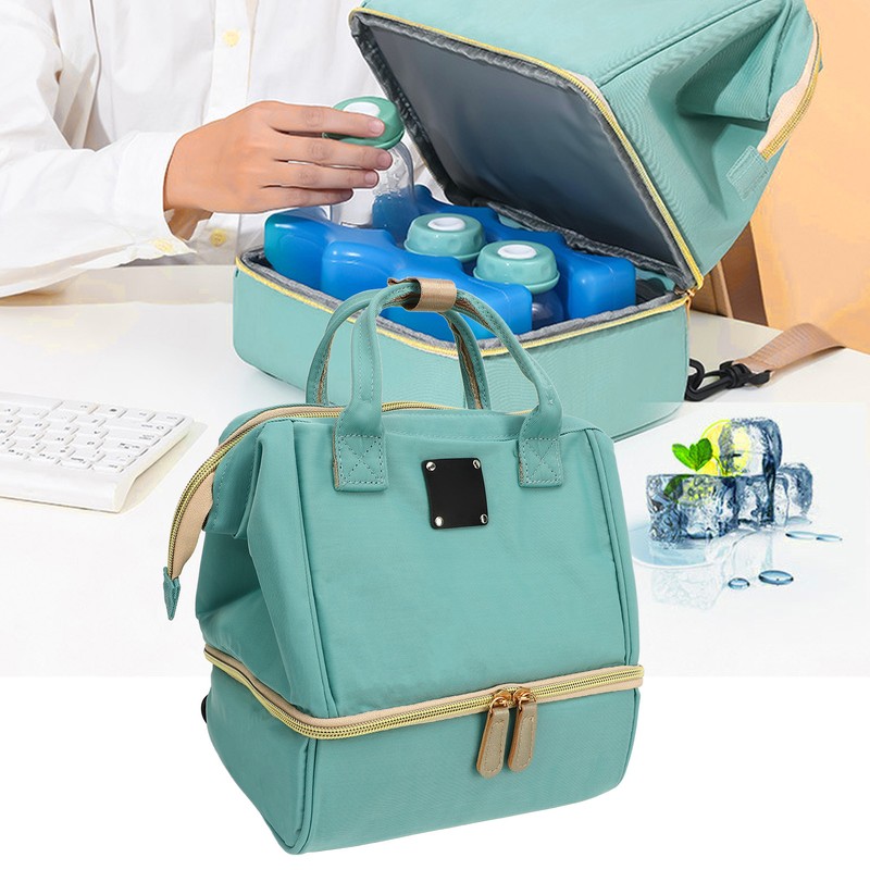 Double Layer Breastmilk Backpack Nylon and PEVA Smooth Zipper 11L