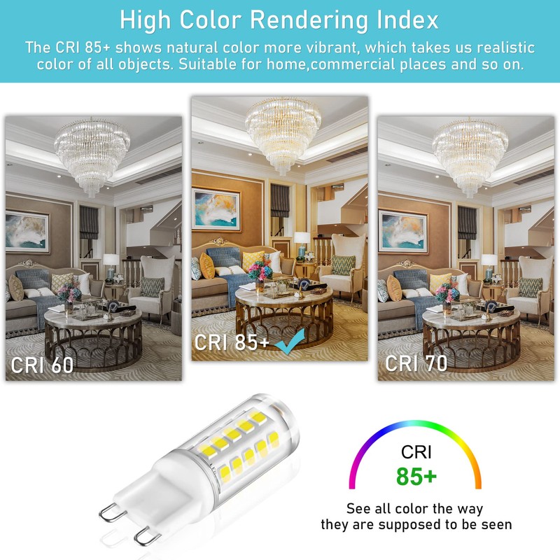 winshine 10 Pack G9 LED Bulb T4 Chandelier Light Bulbs
