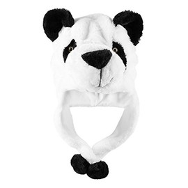 Super Z Outlet Panda Bear Plush Animal Winter Ski Hat Beanie Aviator Style Winter (Short) White