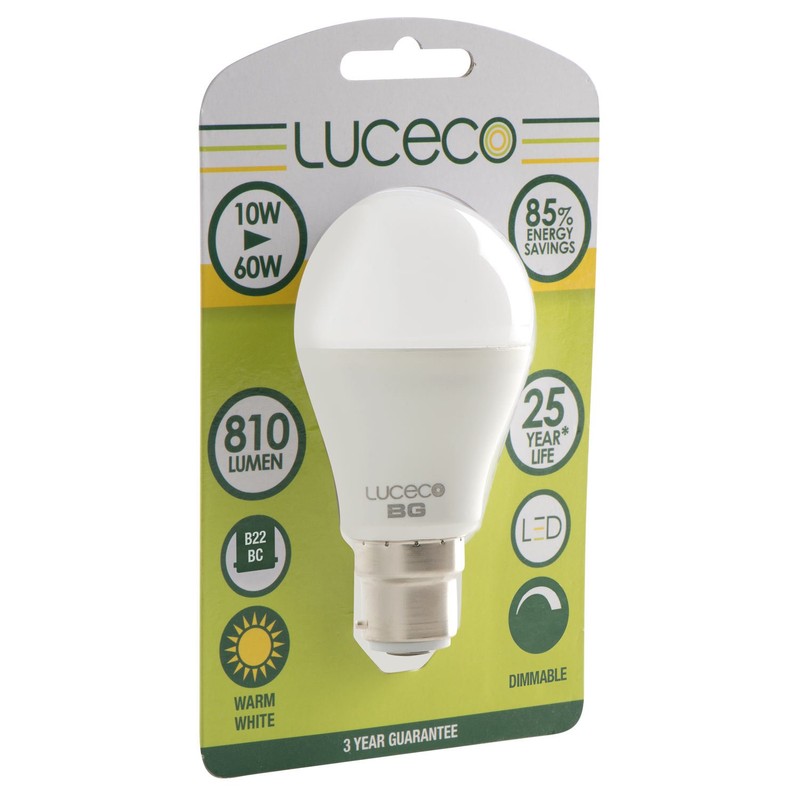 Luceco A60 B22 10 W LED 2700 k 810 lm