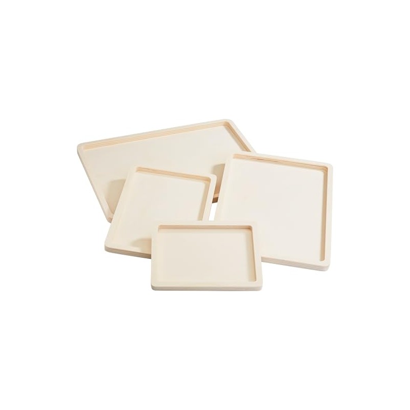 VBS Wooden Trays Flat Set of 4 Plywood 32.5 x