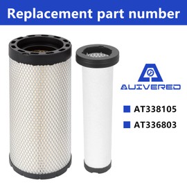 AUIVERED AT338105 AT336803 Air Filter Kit - Fit for John Deere Skid Steer Loader 312GR 313 314G 315 316GR 317G 318E 318G 319E 320E 320G 324E 324G 325G Skid Steer Loader