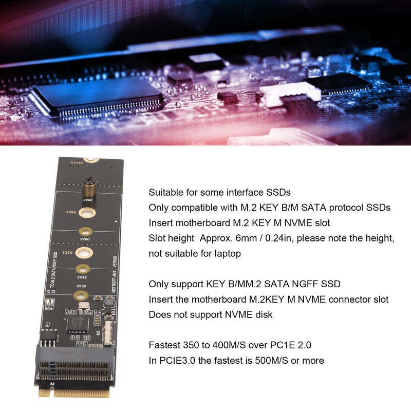M.2 SATA NGFF Expansion Card SATA3.0 6Gbps Plug and Play