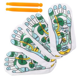 Ipetboom 2 Sets Reflexology Socks with Massage Stick Elastic Acupressure Foot Socks for Women Comfortable Design with Diagrams for Easy Use for Relaxation and present