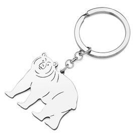 DALANE Stainless Steel Cartoon Polar Bear Keychains Bag Key Ring Animals Jewelry for Women Girls Charms Gifts Accessories (Silver Plated)